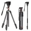 Cayer CF2451 Carbon Fiber Tripod Kit, 75 inches Video Tripod Leg with Fluid Head, 4-Section Tube Stand Convertible to Monopod for DSLR Camera, Video Camcorder, Max Load 13.2lb view 1
