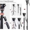 Cayer CF2451 Carbon Fiber Tripod Kit, 75 inches Video Tripod Leg with Fluid Head, 4-Section Tube Stand Convertible to Monopod for DSLR Camera, Video Camcorder, Max Load 13.2lb view 4