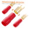 10 Pairs Copper Gold Plated 4 Gauge Strip Spade Terminal Spade Fork Adapters Connectors Plugs Crimp Barrier Spades for Speaker Wire Cable Terminal Plug - 4GA (Red and Black) view 4