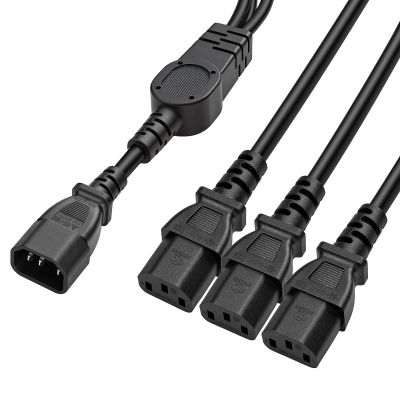 HTCable UPS PDU Computer PC Power Splitter Cord C14 to 3 x C13 10A 250V Extension Cable 30cm (C14-3xC13 30cm)