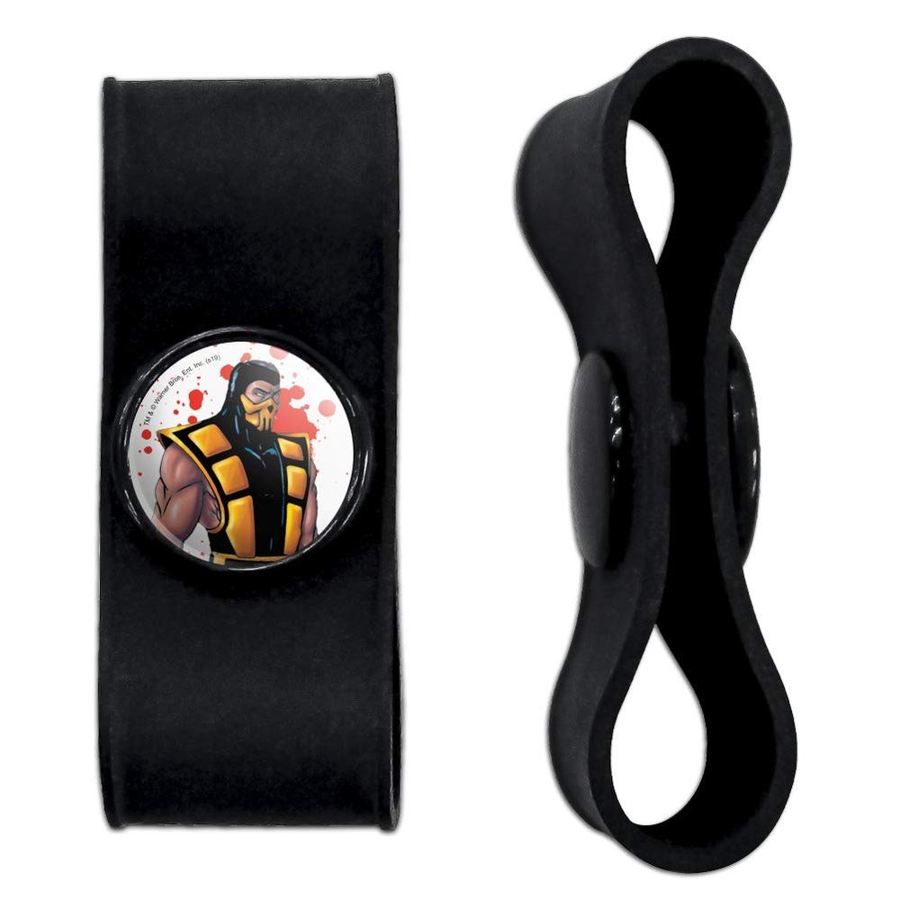 GRAPHICS & MORE Mortal Kombat Klassic Scorpion Character Headphone Earbud Cord Wrap - Charging Cable Manager - Wire Organizer Set of 2 - White