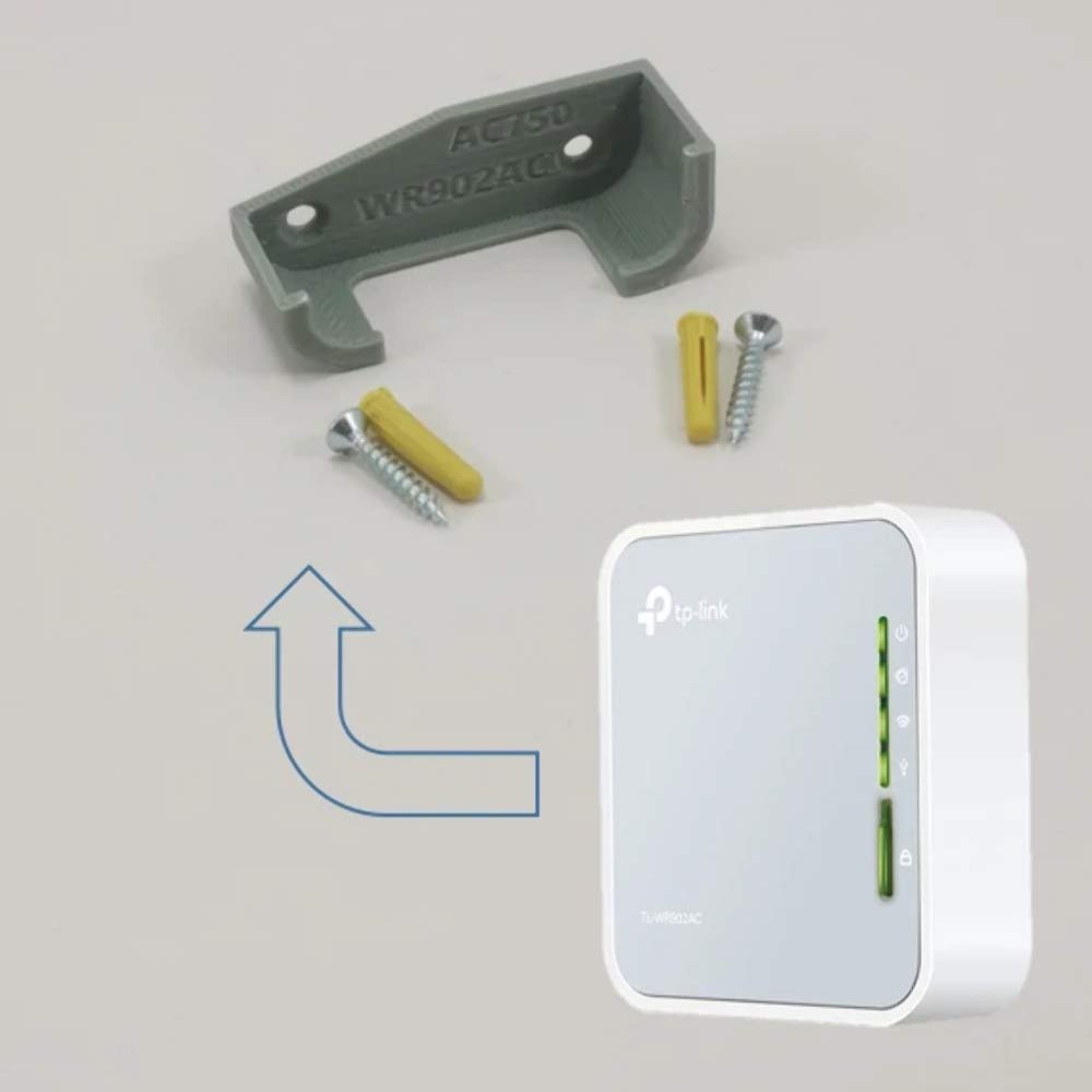 3D Cabin Tp Link Ac750 Wireless Travel Router Wr02Ac Wall Mount Wall Bracket Under Desk Holder Grey