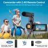 ALSONE Video Camera Camcorder FHD 1080P 24MP 3.0 270 Rotation IPS Screen 16X Digital Zoom YouTube Vlogging Camera Recorder with Microphone, Remote Control, 2 Batteries & Webcam Function view 4