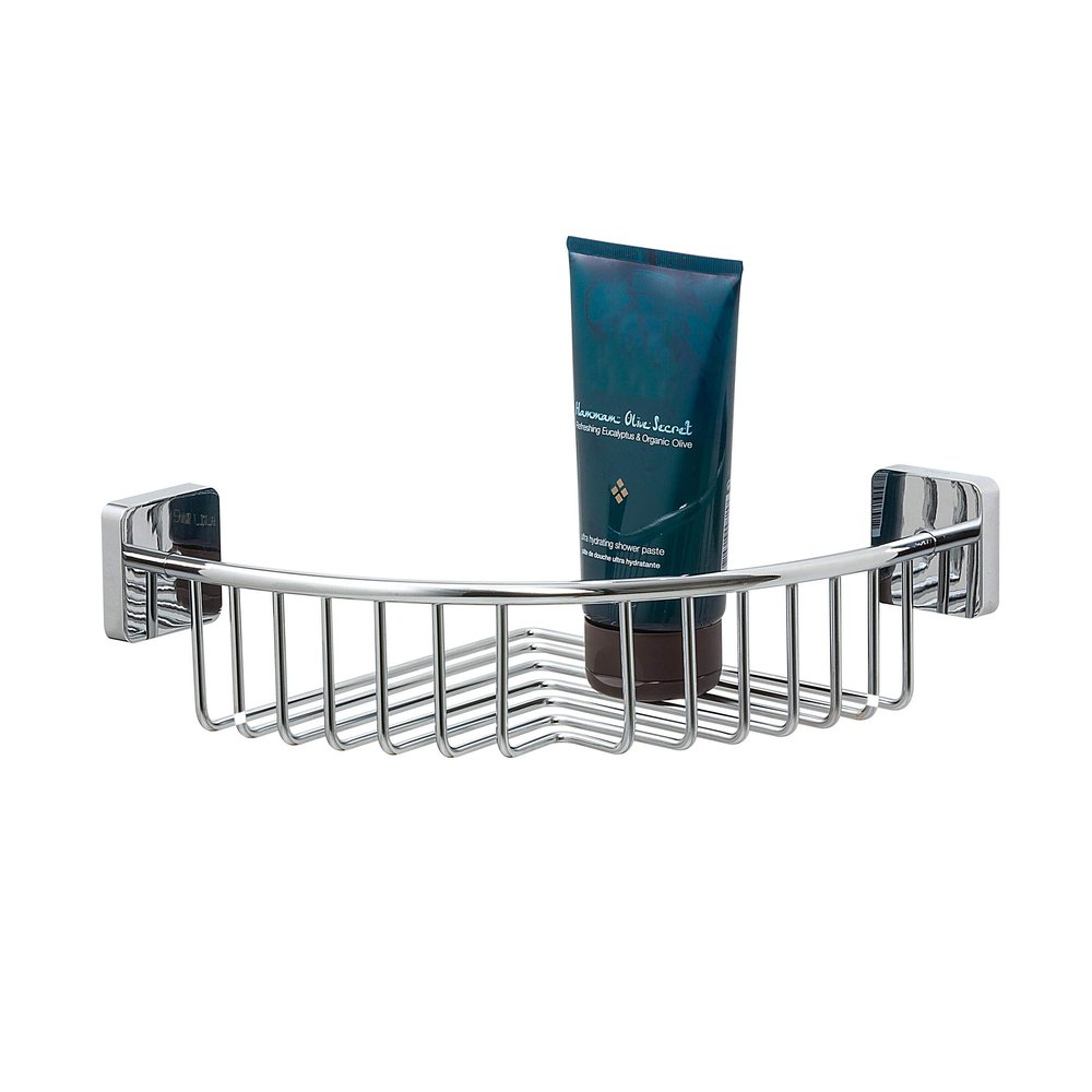 Tiger Onu Corner Shower Basket, Stainless Steel, Chrome, 21.8 x 8.4 x 21.8 cm