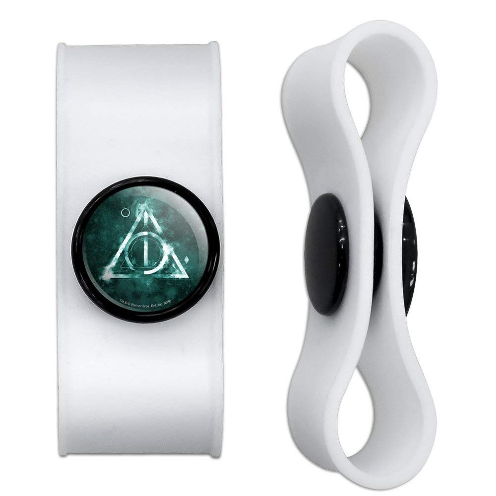 GRAPHICS & MORE Harry Potter Deathly Hallows Logo Headphone Earbud Cord Wrap - Charging Cable Manager - Wire Organizer Set of 2 - White