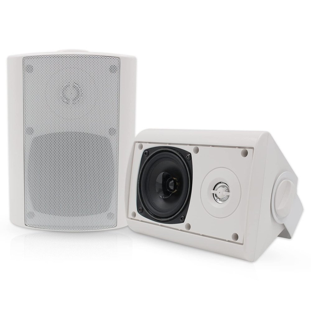 Herdio 4 Inches Passive Indoor Outdoor Speakers Waterproof Wired 200 Watt with Powerful Bass,Wall Mount Speakers for Patio Garage Covered Deck