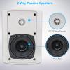 Herdio 4 Inches Passive Indoor Outdoor Speakers Waterproof Wired 200 Watt with Powerful Bass,Wall Mount Speakers for Patio Garage Covered Deck view 2