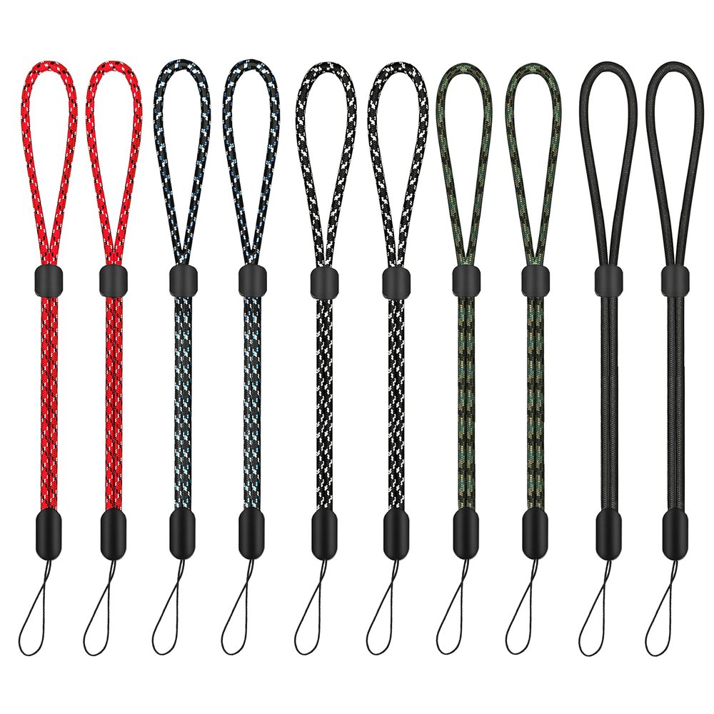 Hukado 10 Pack Extra-Long Adjustable Wrist Lanyards Comfort-Fit Anti-Drop Straps for Phones & Large Hands, Ideal for Cameras, Controllers, Keys & Badges Secure Daily, Office & Travel Use Color-A
