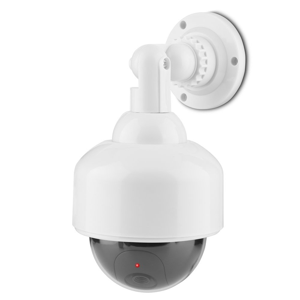 Lazmin Dummy Security Camera, Indoor Outdoor Fake Dome Dummy LED Surveillance Security Motio Camera 360 Rotation