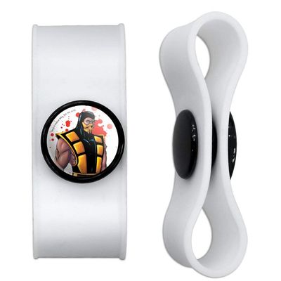 GRAPHICS & MORE Mortal Kombat Klassic Scorpion Character Headphone Earbud Cord Wrap - Charging Cable Manager - Wire Organizer Set of 2 - White