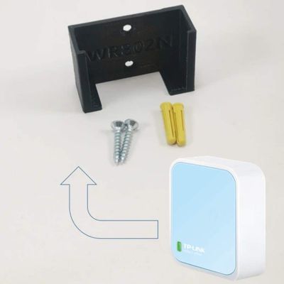 3D Cabin Tp Link Nano WiFi Router Wr802N Wall Mount Wall Bracket Under Desk Holder Black