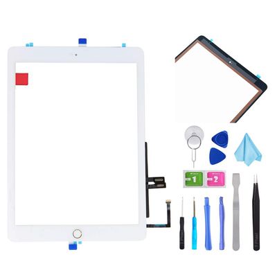White Digitizer Repair Kit for iPad 9.7" 2018 iPad 6 6th Gen A1893 A1954 Touch Screen Digitizer Replacement with Home Button + Adhesive + Tools