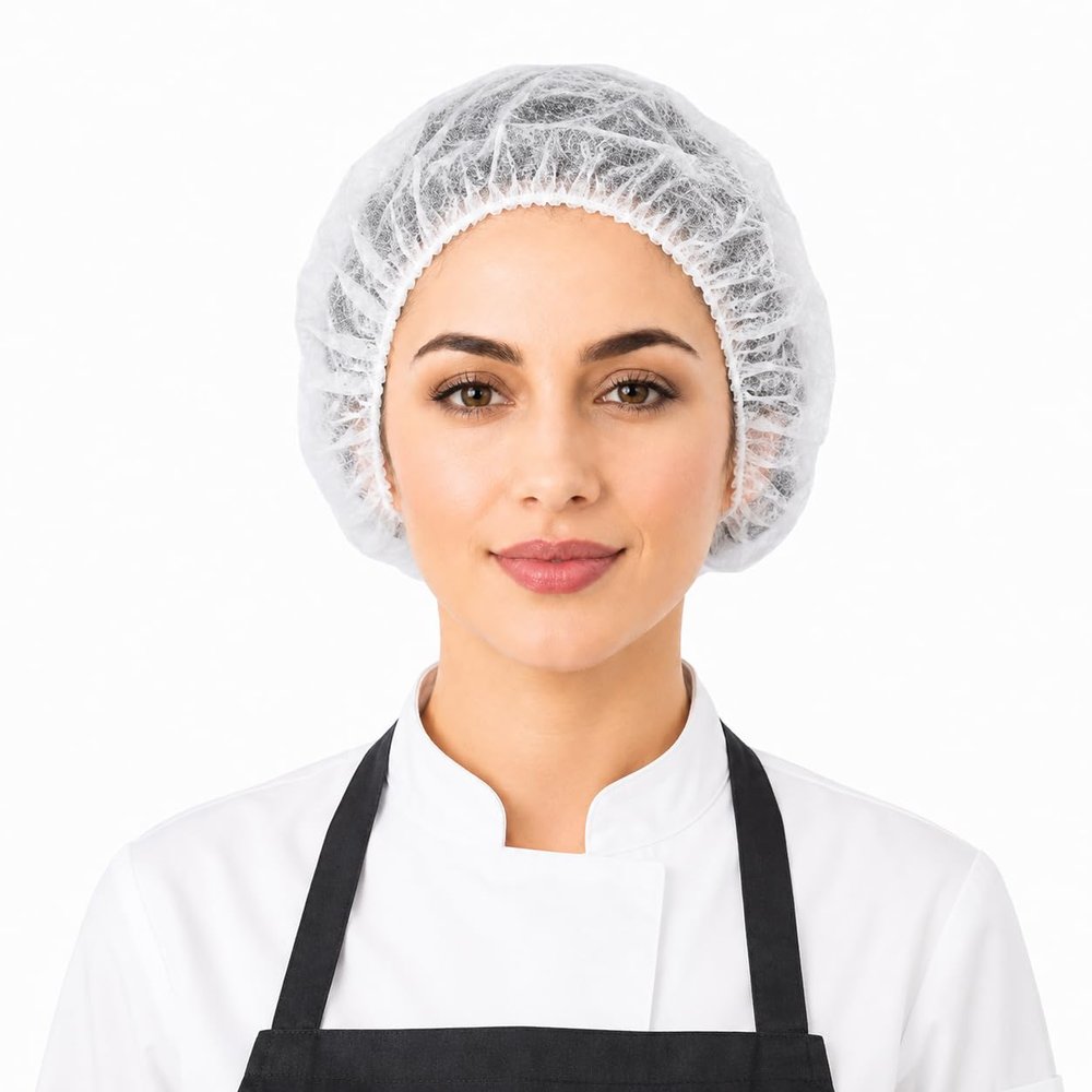 Disposable Bouffant Caps, 21inches Hair Net, Elastic Dust Cap for Food Service, Cooking, Salon,Spa,Spray tans, Restaurant,Industry,Garden,Kitchen Head Cover (White)