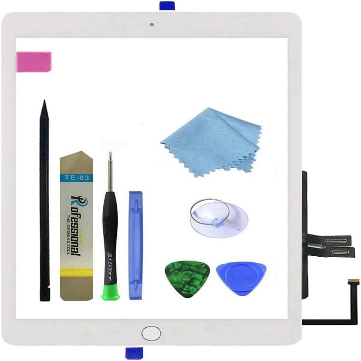 Zentop for White iPad 6 2018 6th Generation A1893 A1954 Touch Screen Digitizer Assembly Replacement with Home Button,Camera Bracket,Pre-Installed Adhesive,Tool Repair Kit