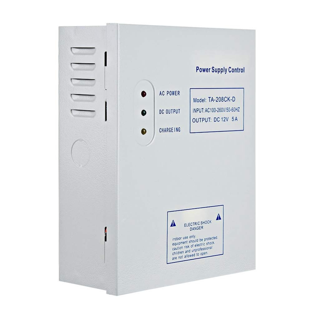 Access Control System Power Supply, 110-240V AC to 12V DC 5A Switching Adapter with UPS Backup for Door Entry Systems