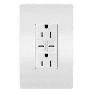 Pass & Seymour R26USBCC6WCCV6 USB Decorator Wall Plate, White, 6.0A, 15-AMP - Quantity 1