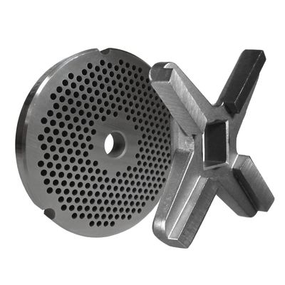 National Band Saw #32 Meat Grinder Plate and Knife Set  Compatible with Hobart, Biro, Enterprise, LEM, Tor Rey, and More  1/8 Inch Hole Plate, Raised Edge Knife for Commercial Grinding Equipment