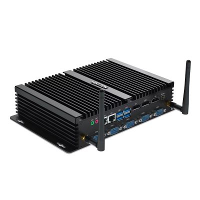 HISTTON 8th Gen DDR4 Fanless Industrial Mini PC Core i5-8250U 4GB RAM 128GB SSD 2 Intel LAN HDMI DP EDP LPT Quad Core Fanless Computer Server, Support Windows 10/11/Linux/Ubuntu