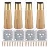 Wooden Sofa Legs Furniture Wooden Support Legs with Pure Copper Foot Wood Color Set of 4 10/12/15/18cm (10cm) view 1