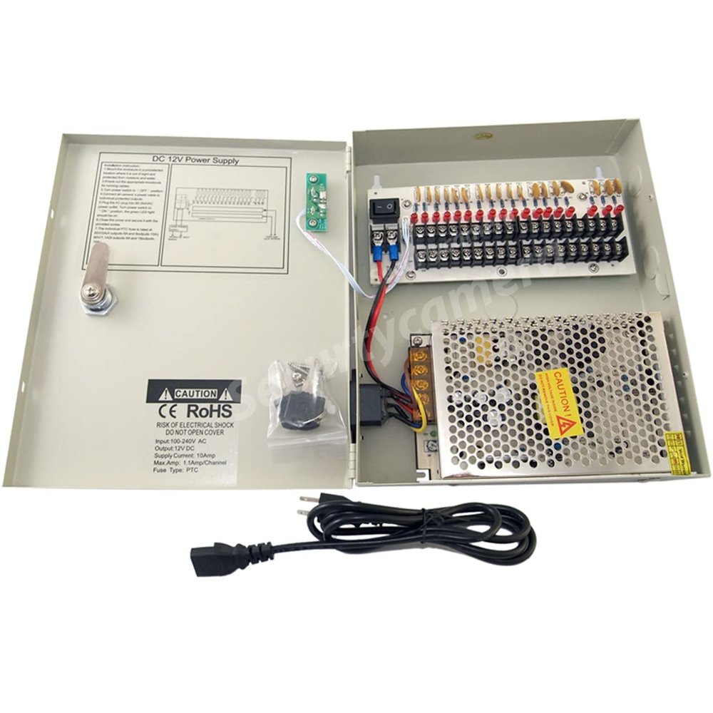Evertech 16 Channel Power Supply Distribution Box 12V DC for CCTV Security Cameras