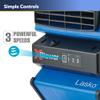Lasko X-Blower High Velocity Pivoting Utility Blower Fan for Cooling, Ventilating, Exhausting, and Drying, 6 Position 3-Speed Floor Fan with AC Outlet, Circuit Breaker, USB Port, 11x9x12, Blue, X12905 view 3