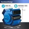 Lasko X-Blower High Velocity Pivoting Utility Blower Fan for Cooling, Ventilating, Exhausting, and Drying, 6 Position 3-Speed Floor Fan with AC Outlet, Circuit Breaker, USB Port, 11x9x12, Blue, X12905 view 4