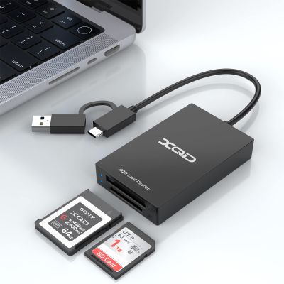 4-in-1 XQD Card Reader, XQD SD Card Reader Dual-Slot USB/Type C Memory Card Reader 5Gpbs Sony XQD Reader for Sony G/M Series, Lexar 2933x/1400x USB Mark XQD Card,SD/SDHC for iPhone 15/Wins/Mac/Android