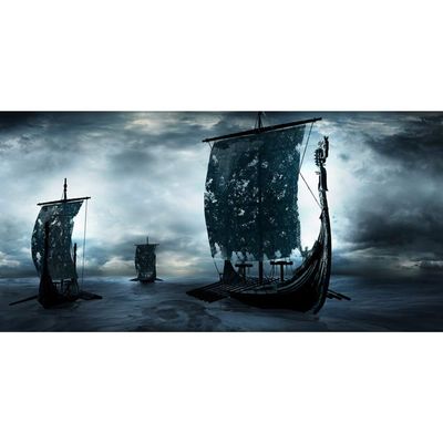 DORCEV 12x8ft Dark Night Ocean Backdrop for Halloween Horror Sea Adventure Theme Party Background Terror Ghost Ship Old Decrepit Ship Role Play Theme Banner Adult Kids Photo Studio Prop
