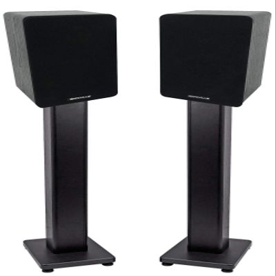 Rockville RockShelf 54B Bundle: Pair 5.25 in 360W Peak/90W RMS 4-Ohm Black Passive Home Bookshelf Speakers, Pair RHTSB 36 in Wood Speaker Stands with Isolation Pads, Brass Spikes & Cable Clip, 2-items