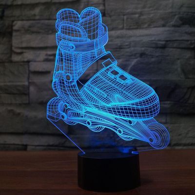 Jinnwell 3D Skate Shoes Night Light Lamp Illusion Night Light 7 Color Changing Touch Switch Table Desk Decoration Lamps with Acrylic Flat ABS Base USB Cable Toy (Bus)