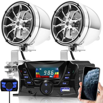 GoHawk Motorcycle Speakers Bluetooth, Waterproof Speakers and Amplifier Audio Sound System, Weatherproof, FM Radio, Volume Control, ATV UTV w/AUX in, USB, Micro SD