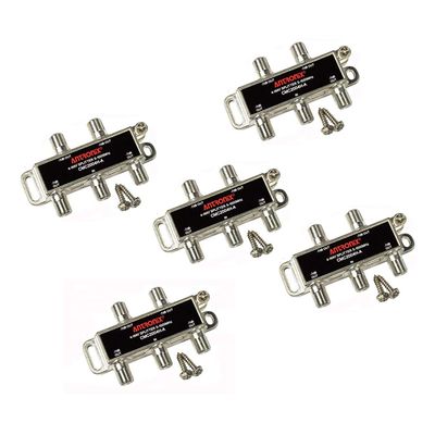 Antronix CMC2004H 4-Way- (5) Pack - Horizontal Splitter (4) -7db Ports 5-1002 MHz High Performance Profession Quality for Coax Cable TV & Internet Factory Sealed with Screws