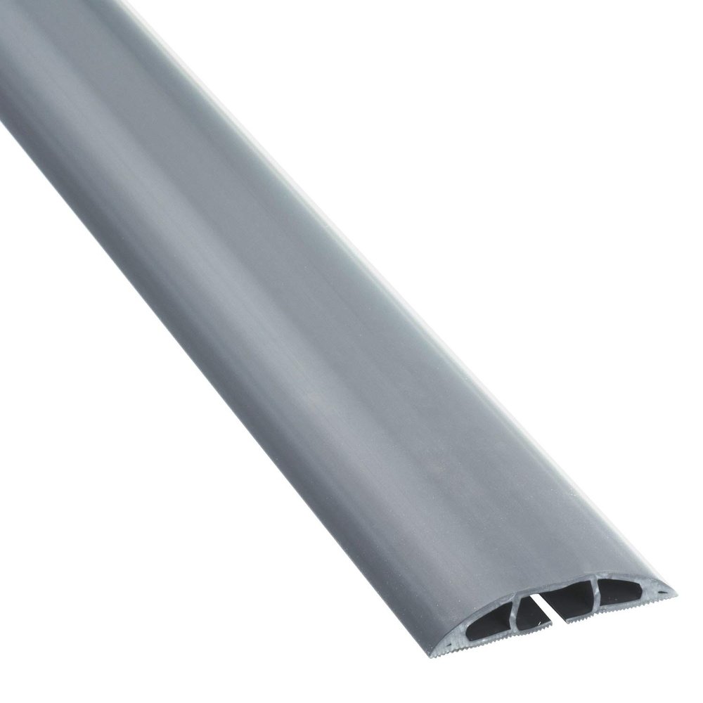 D-Line Floor Cable Protector, Wire Cover - Cable Management Solution, Channel to Protect Wires & Prevent Trips - 1.8m Length, Cavity = 17mm (W) x 9mm (H) - Grey