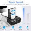 Hard Drive Docking Station RSHTECH USB 3.0 Aluminum Dual Bay Hard Drive Dock for 2.5" & 3.5" SATA HDD SSD with SD/Micro SD Card Reader and Offline Clone/Duplicator Function Support 16TB Tool-Free view 3