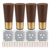 Wooden Sofa Legs Furniture Wooden Support Legs with Pure Copper Foot Set of 4 Walnut Color 10/12/15/18cm (10cm) view 1
