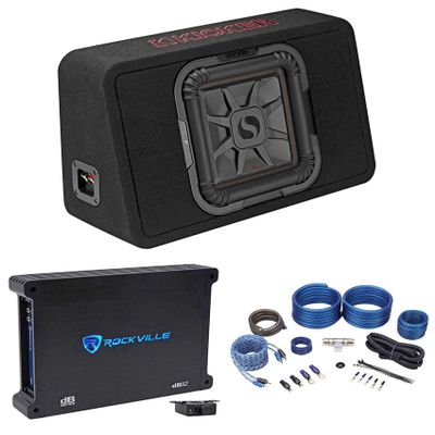 (1) KICKER 46TL7T102 L7T 10" 500w Car Subwoofer Bundle with (1) Rockville dB12 2000 Watt Peak/500w RMS Mono 2 Ohm Car Amp and (1) RWK41 4 Gauge Car Amp Wiring Kit (3 Items)