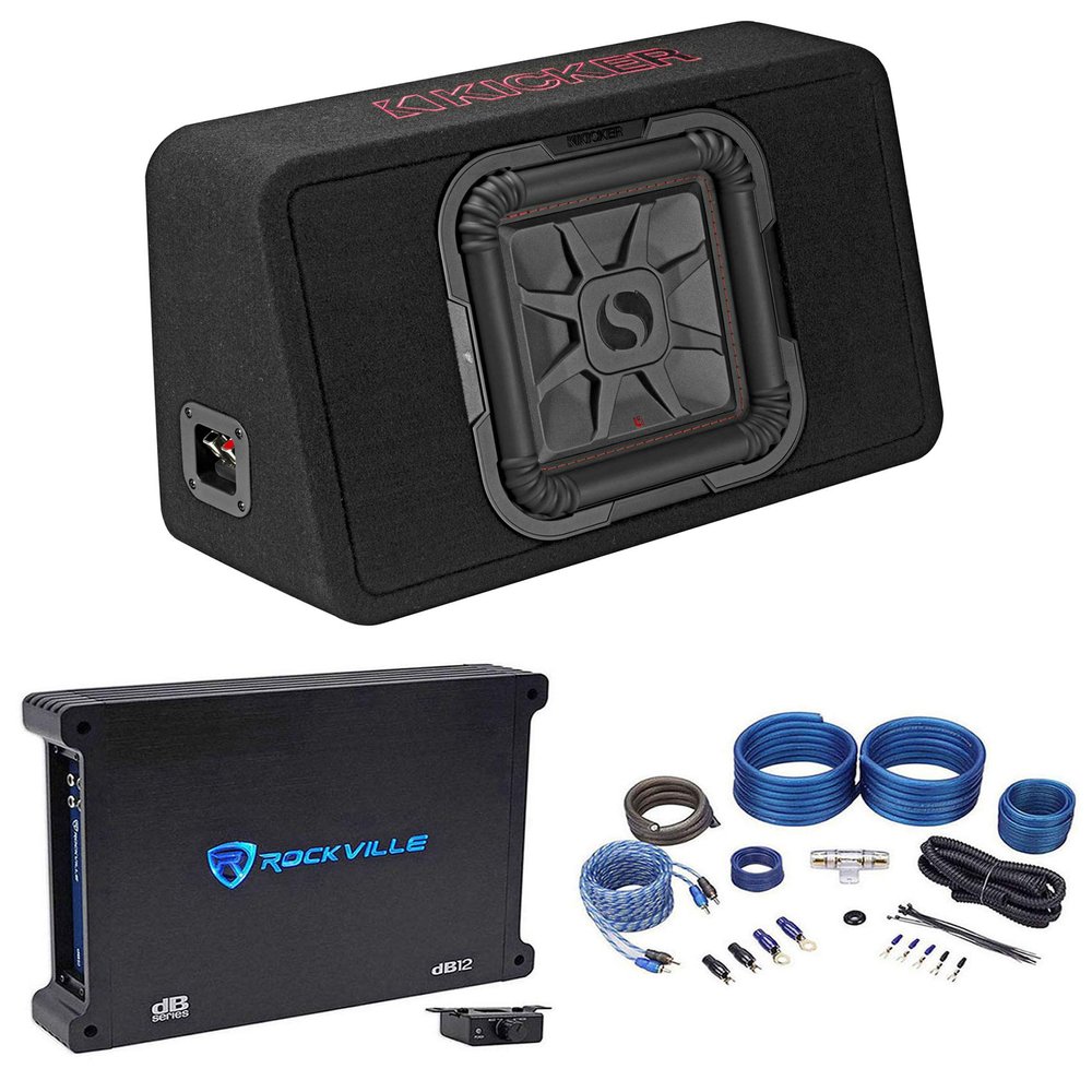(1) KICKER 46TL7T102 L7T 10" 500w Car Subwoofer Bundle with (1) Rockville dB12 2000 Watt Peak/500w RMS Mono 2 Ohm Car Amp and (1) RWK41 4 Gauge Car Amp Wiring Kit (3 Items)