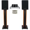 Rockville BluTube Bundle: 25Wx2 @8ohm/35Wx2 @4ohm Bluetooth Amplifier, Pair RockShelf 54B 360W Peak/90W RMS 5.25in Bookshelf Speakers, Pair RHTSC 36in Stands, RCC14-100-2 14AWG 100ft Wire, 4-Items view 1