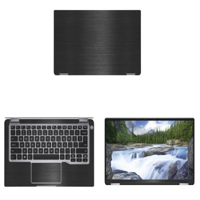 Decalrus - Protective Decal for Dell Latitude 14 7400 2-in-1 (14" Screen) Laptop Black Texture Brushed Aluminum Skin case Cover wrap BAdellLatitude14_7400Back