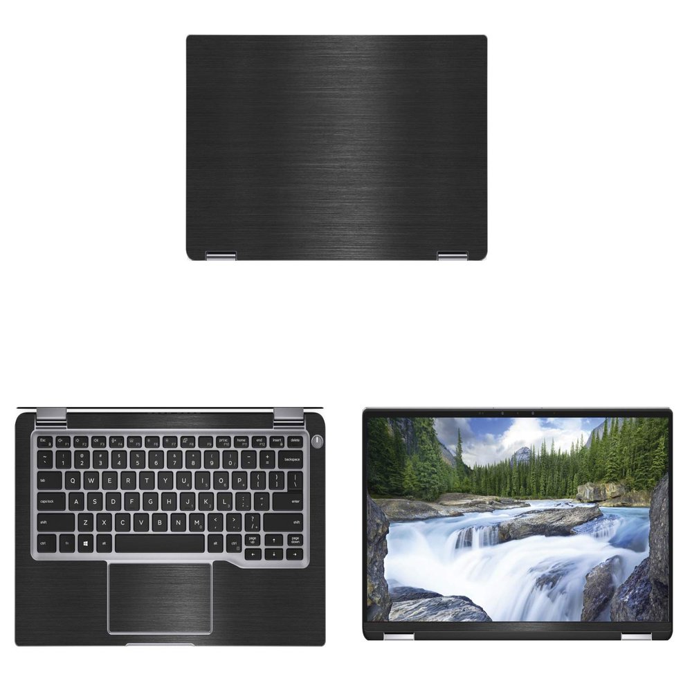 Decalrus - Protective Decal for Dell Latitude 14 7400 2-in-1 (14" Screen) Laptop Black Texture Brushed Aluminum Skin case Cover wrap BAdellLatitude14_7400Back