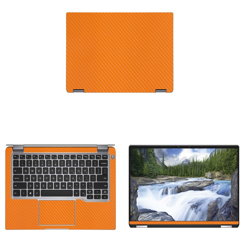 Decalrus - Protective Decal for Dell Latitude 14 7400 2-in-1 (14" Screen) Laptop Orange Carbon Fiber Skin case Cover wrap CFdellLatitude14_7400Orange