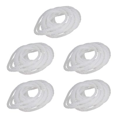 Othmro 5Pcs Spiral Cable Wrap Spiral Wire Wrap Cord for Computer Electrical Wire Organizer Sleeve(Dia 12MM-Length 5.5M White)