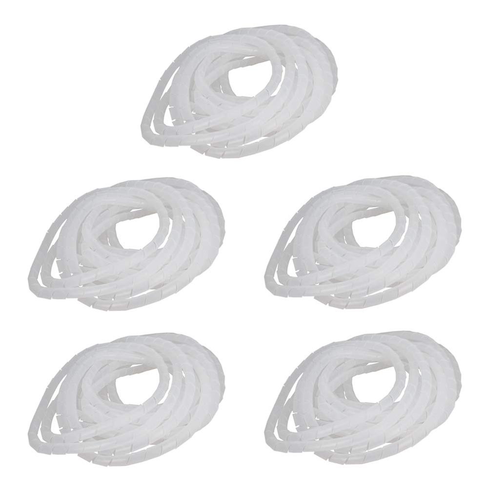 Othmro 5Pcs Spiral Cable Wrap Spiral Wire Wrap Cord for Computer Electrical Wire Organizer Sleeve(Dia 12MM-Length 5.5M White)