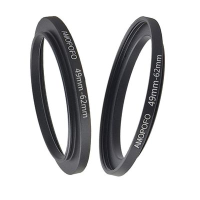 49mm to 62mm Metal Step Up Ring Adapter for Canon,for Nikon,for Sony,for Fuji,M4/3 Camera Lenses to UV,ND,CPL Camera Filters, Made from CNC Machined with Matte Black Electroplated Finish