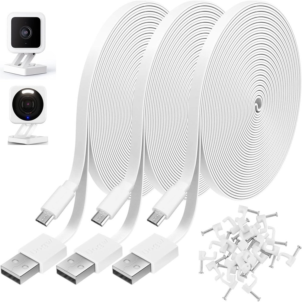 3 Pack 10FT Power Extension Cable Compatible with Wyze Cam, Eufy, Kasa, Nest, Blink - USB to Micro USB Durable Charging and Data Sync Cord for Security Camera
