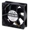 SANYO Denki 9GA1212P4G001 DC Fan Sq120x25mm 12VDC 11.2W, 6400rpm 134CFM 57dB, Rib Tach PWM Duty 0% Stop, 4 Wire, Plastic F/B view 1