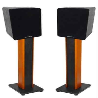 Rockville RockShelf 54B Bundle: Pair 5.25in 360W Peak/90W RMS 4-Ohm Black Passive Home Bookshelf Speakers, Pair RHTSB 36 in Wood Speaker Stands with Isolation Pads, Brass Spikes & Cable Clips, 2-items