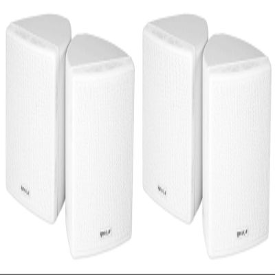 Rockville Cube 3.5" 30-Watt RMS Home Theater Wall Speakers, White, Swivel Brackets and Pivoting Mounts, Compact Surround Channels for Living Room or Media Spaces, 2-piece