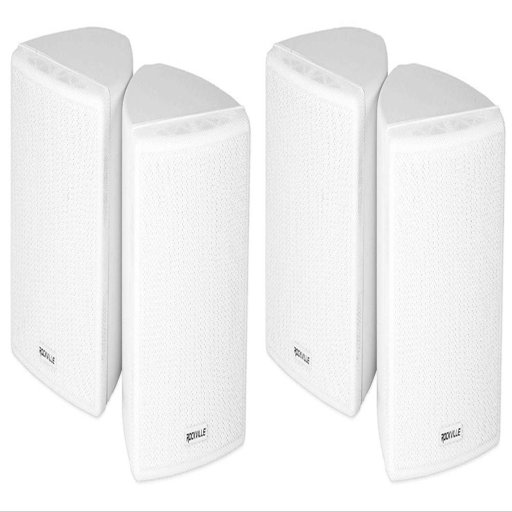 Rockville Cube 3.5" 30-Watt RMS Home Theater Wall Speakers, White, Swivel Brackets and Pivoting Mounts, Compact Surround Channels for Living Room or Media Spaces, 2-piece