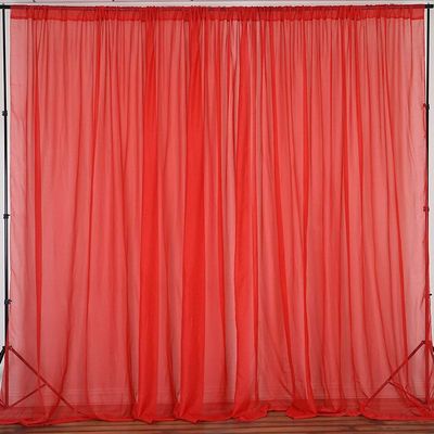 New Creations Fabric & Foam Inc, Polyester See Through Chiffon Backdrop Drape Curtain Panel (Red, 5 Feet Wide x 10 Feet High, 2 Panel)